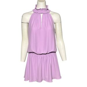 Amanda Uprichard Kimmie Mini Dress Electric Lilac Lavender Keyhole Neck Size M